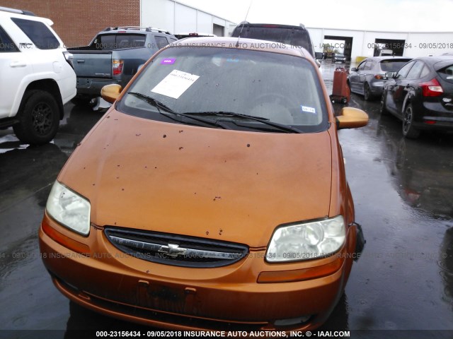 KL1TD66647B762933 - 2007 CHEVROLET AVEO LS ORANGE photo 6