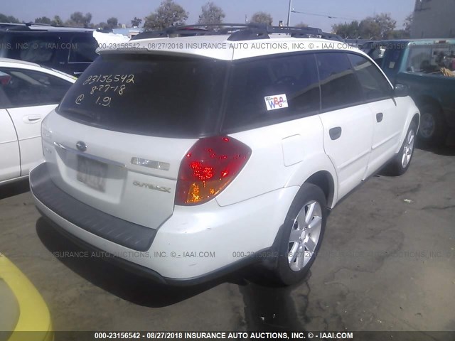 4S4BP61C267308394 - 2006 SUBARU LEGACY OUTBACK 2.5I WHITE photo 4