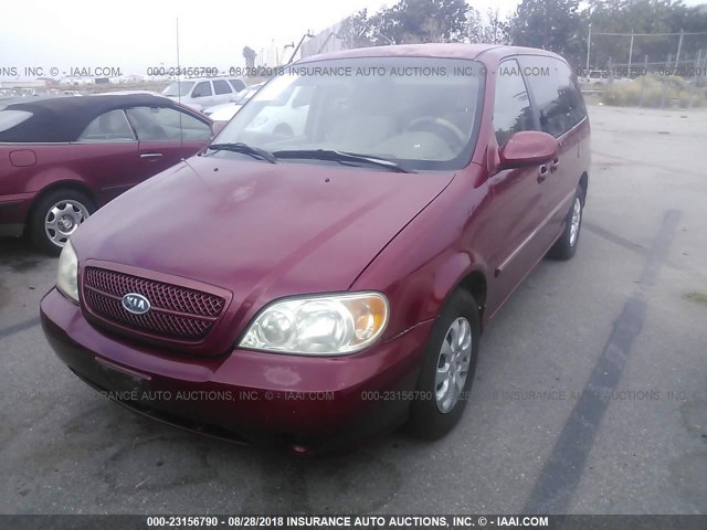 KNDUP131546598614 - 2004 KIA SEDONA EX/LX RED photo 2