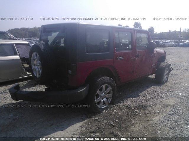 1J4BA3H18AL137962 - 2010 JEEP WRANGLER UNLIMITE SPORT RED photo 4