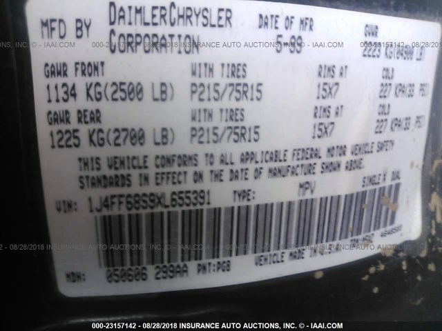 1J4FF68S9XL655391 - 1999 JEEP CHEROKEE SPORT/CLASSIC მწვანე ფოტო 9