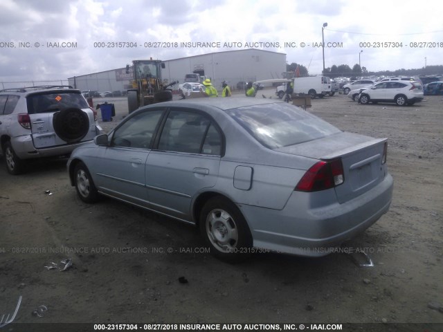 JHMES95695S002325 - 2005 HONDA CIVIC HYBRID Light Blue photo 3