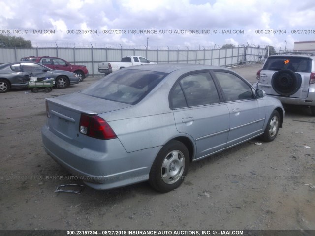 JHMES95695S002325 - 2005 HONDA CIVIC HYBRID Light Blue photo 4