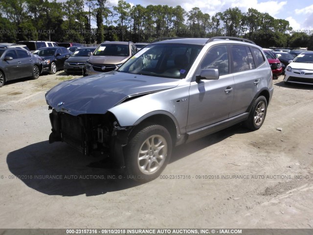 WBXPA73415WC49937 - 2005 BMW X3 2.5I SILVER photo 2