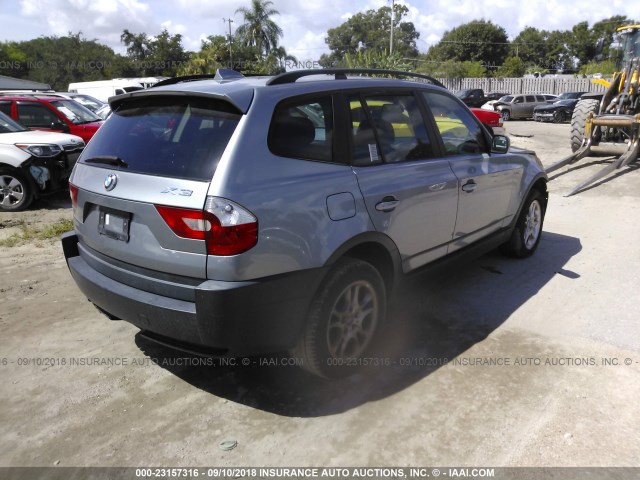 WBXPA73415WC49937 - 2005 BMW X3 2.5I SILVER photo 4