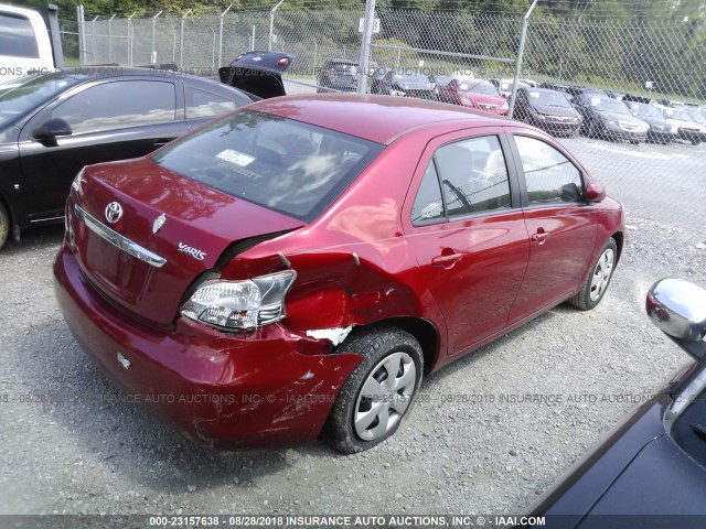 JTDBT923984034244 - 2008 TOYOTA YARIS RED photo 4