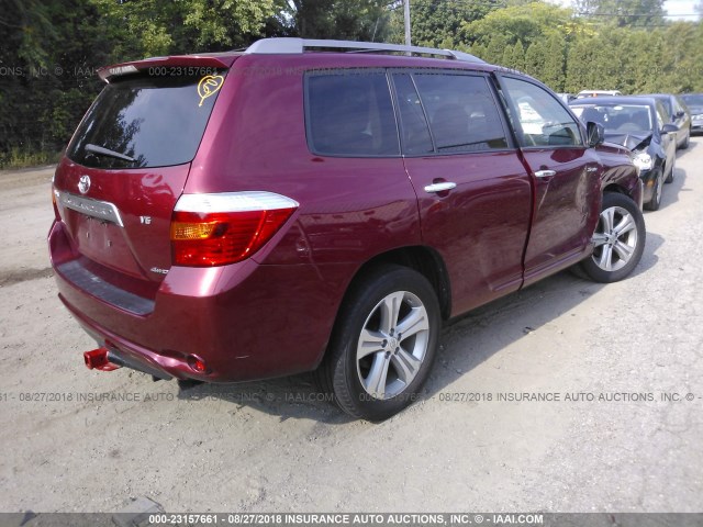 JTEES43A982043193 - 2008 TOYOTA HIGHLANDER SPORT RED photo 4