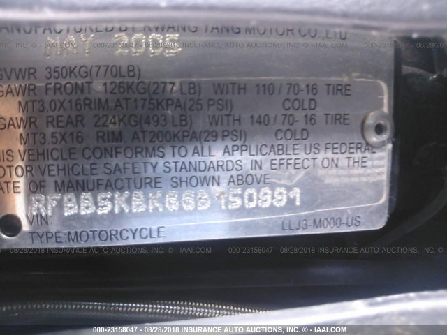 RFBB5KBK66B150991 - 2006 KYMCO USA INC PEOPLE 250 RED photo 10