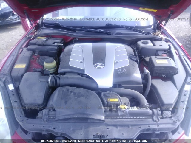 JTHFN48Y150067533 - 2005 LEXUS SC 430 RED photo 10