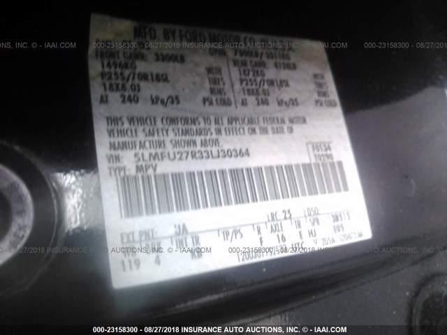 5LMFU27R33LJ30364 - 2003 LINCOLN NAVIGATOR Noir photo 9