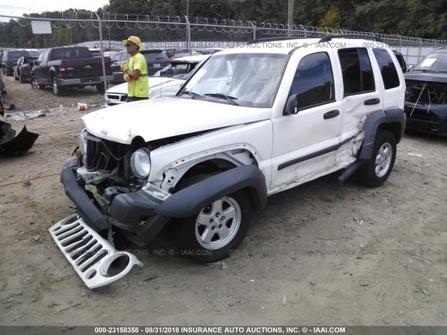 1J4GK48K76W175013 - 2006 JEEP LIBERTY SPORT WHITE photo 2