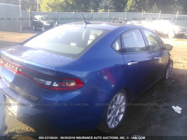 1C3CDFCH5DD317989 - 2013 DODGE DART LIMITED/R/T BLUE photo 4