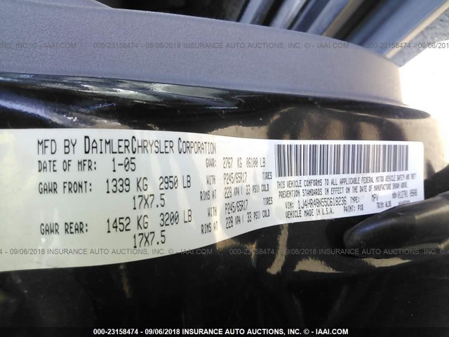 1J4HR48N55C618236 - 2005 JEEP GRAND CHEROKEE LAREDO/COLUMBIA/FREEDOM 黑色 照片 9