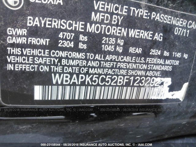 WBAPK5C52BF123292 - 2011 BMW 328 XI SULEV BLACK photo 9