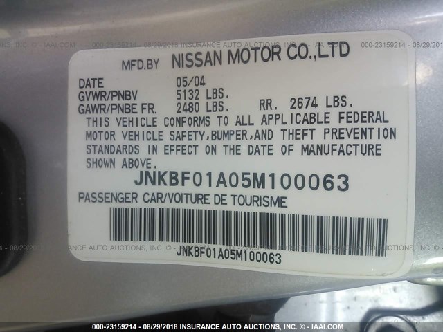 JNKBF01A05M100063 - 2005 INFINITI Q45 SILVER photo 9