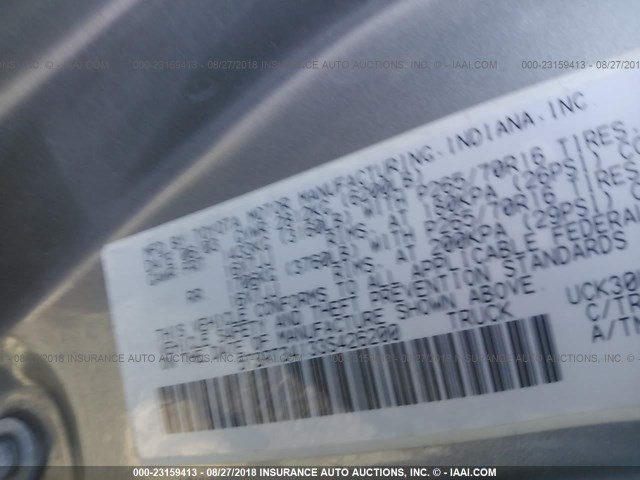 5TBRT34133S426200 - 2003 TOYOTA TUNDRA ACCESS CAB SR5 SILVER photo 9