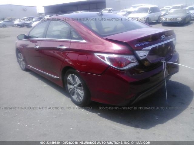 KMHEC4A41FA119499 - 2015 HYUNDAI SONATA HYBRID/LIMITED RED photo 3