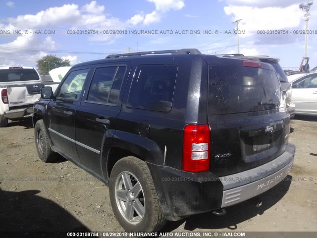 1J8FF48W08D542396 - 2008 JEEP PATRIOT LIMITED BLACK photo 3