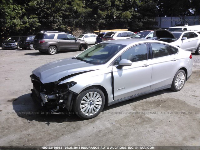 3FA6P0UU9FR302601 - 2015 FORD FUSION S HYBRID SILVER photo 2