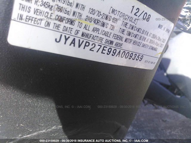 JYAVP27E99A009359 - 2009 YAMAHA XV1900 CU RED photo 10