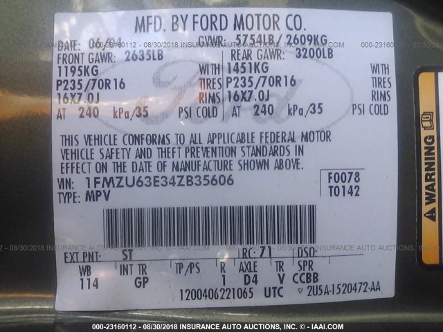 1FMZU63E34ZB35606 - 2004 FORD EXPLORER XLT/XLT SPORT/NBX 绿色 照片 9