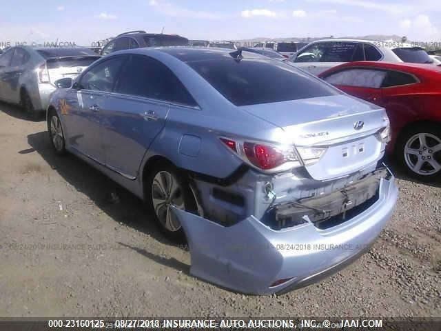 KMHEC4A44DA079402 - 2013 HYUNDAI SONATA HYBRID Light Blue photo 3