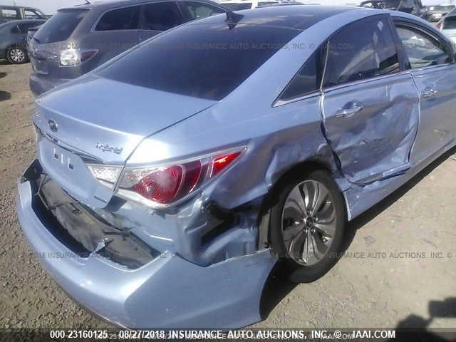 KMHEC4A44DA079402 - 2013 HYUNDAI SONATA HYBRID Light Blue photo 6