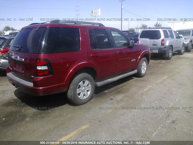 1FMEU73E68UB15888 - 2008 FORD EXPLORER XLT RED photo 4