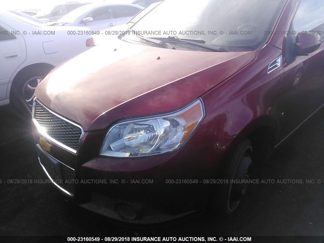 KL1TD66E09B619942 - 2009 CHEVROLET AVEO LS/LT RED photo 6