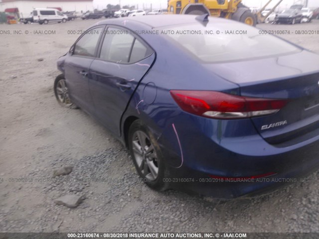 5NPD84LF3JH369795 - 2018 HYUNDAI ELANTRA SEL/VALUE/LIMITED BLUE photo 3