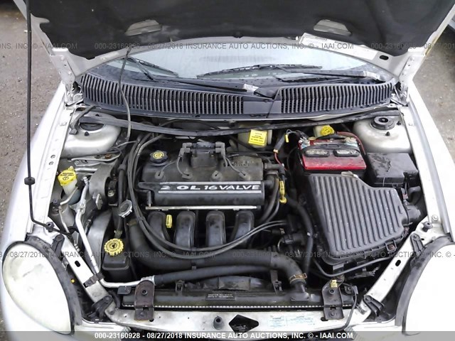 1B3ES46CXYD652767 - 2000 DODGE NEON ES SILVER photo 10