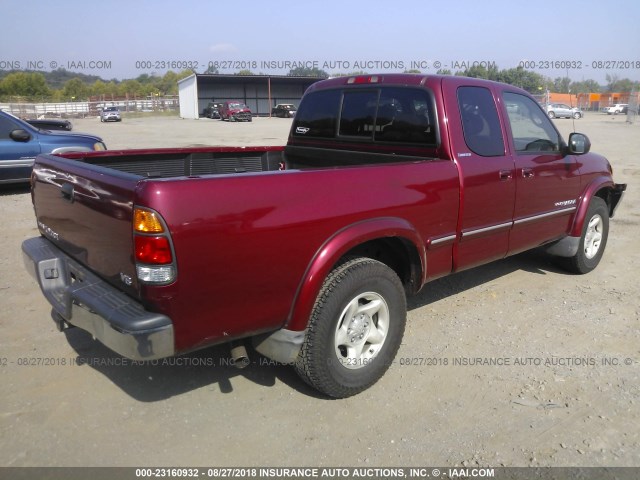 5TBRT3813YS051636 - 2000 TOYOTA TUNDRA ACCESS CAB LIMITED MAROON photo 4