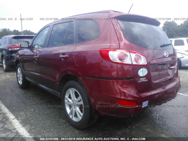 5XYZK4AG4BG034573 - 2011 HYUNDAI SANTA FE LIMITED RED photo 3