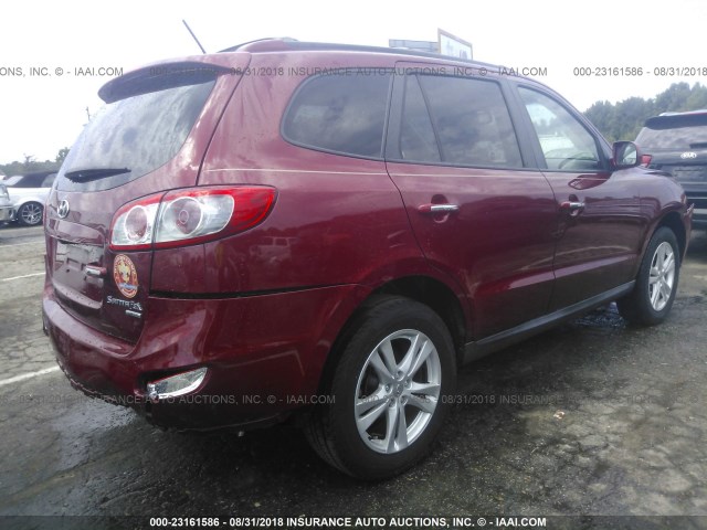 5XYZK4AG4BG034573 - 2011 HYUNDAI SANTA FE LIMITED RED photo 4