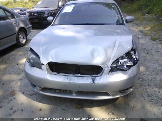 4S3BL616557211053 - 2005 SUBARU LEGACY 2.5I SILVER photo 6