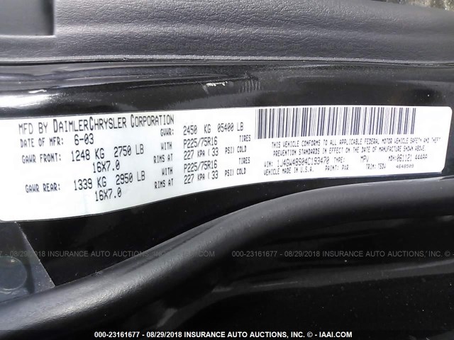 1J4GW48S04C193470 - 2004 JEEP GRAND CHEROKEE LAREDO/COLUMBIA/FREEDOM 黑色 照片 9