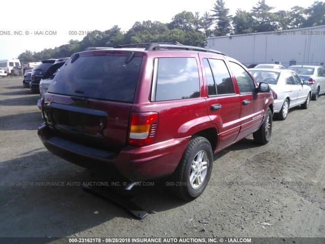 1J4GW48S74C190212 - 2004 JEEP GRAND CHEROKEE LAREDO/COLUMBIA/FREEDOM RED photo 4