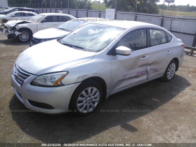 3N1AB7AP6FY352777 - 2015 NISSAN SENTRA S/SV/SR/SL SILVER photo 2