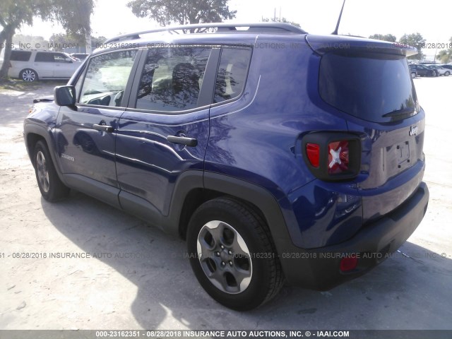 ZACCJAAB2HPF15975 - 2017 JEEP RENEGADE SPORT Կապույտ լուսանկար 3