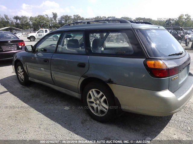 4S3BH665517641807 - 2001 SUBARU LEGACY OUTBACK GREEN photo 3