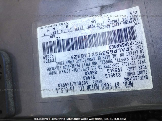 1FALP6539SK138325 - 1995 FORD CONTOUR GL 灰色 照片 9