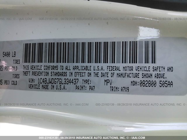 1C4BJWDG7GL334437 - 2016 JEEP WRANGLER UNLIMITE SPORT WHITE photo 9