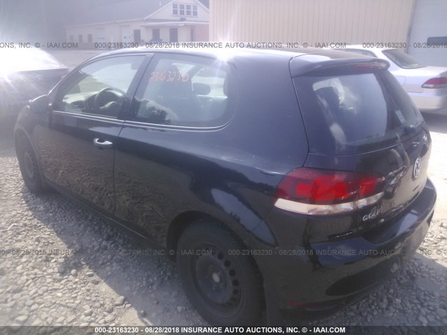 WVWBB7AJ3BW131782 - 2011 VOLKSWAGEN GOLF BLACK photo 3