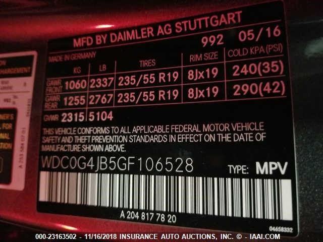 WDC0G4JB5GF106528 - 2016 MERCEDES-BENZ GLC 300 GRAY photo 9