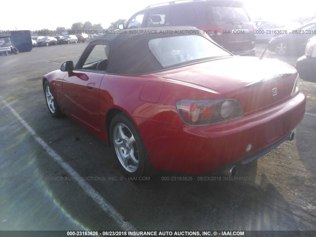 JHMAP1149YT001583 - 2000 HONDA S2000 RED photo 3