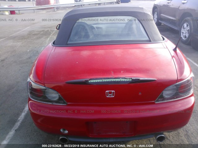 JHMAP1149YT001583 - 2000 HONDA S2000 RED photo 6