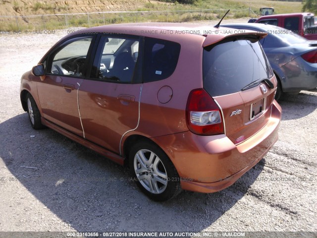 JHMGD37627S068313 - 2007 HONDA FIT S ORANGE photo 3