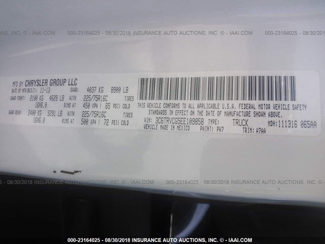 3C6TRVCG5EE109858 - 2014 RAM PROMASTER 2500 2500 HIGH Unknown photo 10