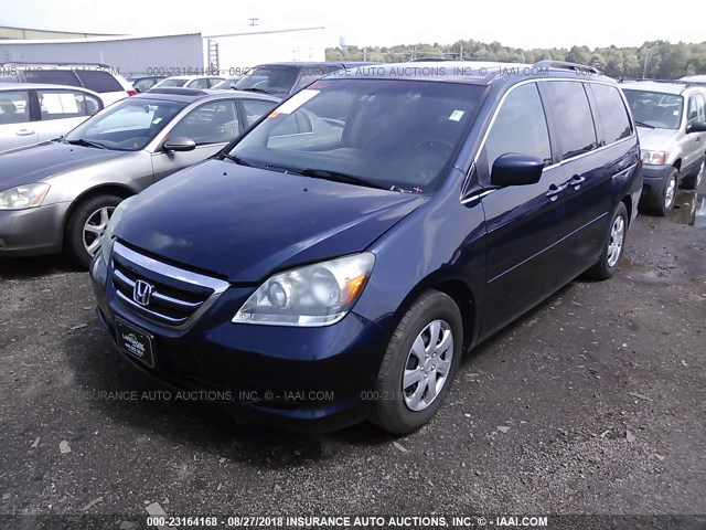 5FNRL38687B094679 - 2007 HONDA ODYSSEY EXL BLUE photo 2