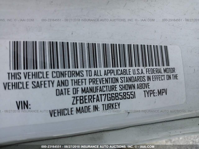 ZFBERFAT7G6B58551 - 2016 RAM PROMASTER CITY  白色 照片 9